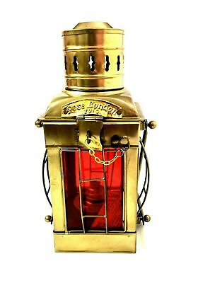 #ad Nautical Marine Green Ship Hanging Oil Lamp Antique Brass Beach Lantern Decor $99.39
