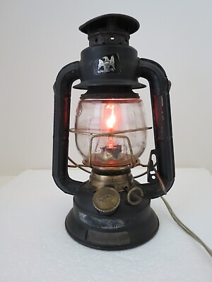 #ad Dietz N.Y Little Wizard Kerosene Lantern w Globe Antique 9quot; CONVERTED ELECTRIC $57.50