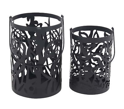 #ad #ad Eclectic 11 And 14 Inch Round Black Iron Candle Lanterns Set of 2 $36.37
