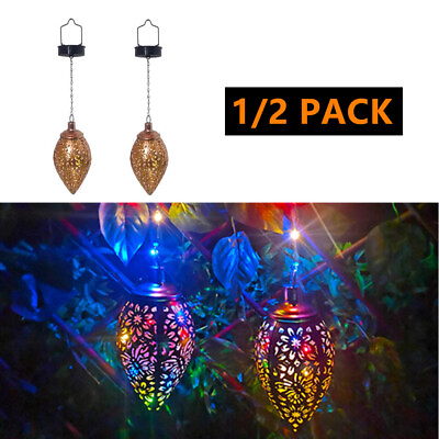 #ad #ad Solar Lantern Multicolor LED Lights Metal Lamp Waterproof Garden Hanging Decor $17.89