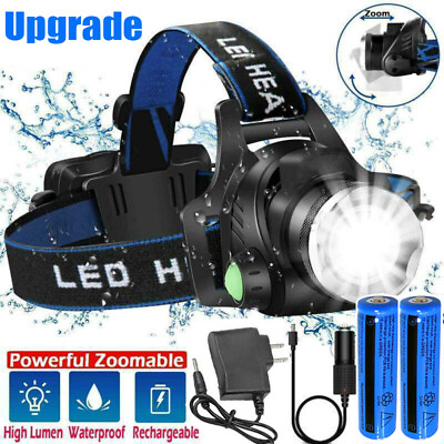 #ad 990000LM Super Bright LED Headlamp Rechargeable Headlight Flashlight Head Torch $11.50