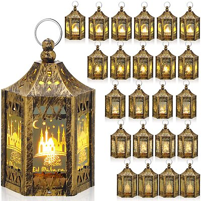 #ad 20 Pcs Eid Al Adha Candle Lantern Vintage LED Lantern Festival LED Candle Lan... $52.55