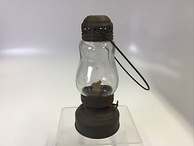 #ad Antique TIN Skaters Oil Lantern ICE SKATING LAMP handle Bubble Glass OLD $75.00