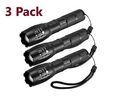 #ad 3 x Tactical 18650 Flashlight High Powered 5Modes Zoomable Aluminum $9.99