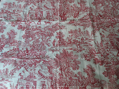 #ad Toile red antique style French foreign curtain drape panels white 24 36 x 34 $33.00