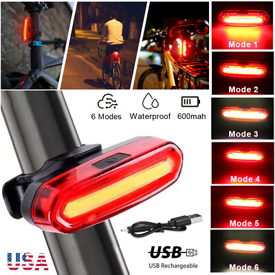 #ad LED Bike Tail Light Rechargeable USB Bicycle Rear Cycling Warning Light 6 Modes $6.99
