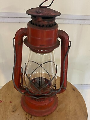 #ad DIETZ NO. 20 JUNIOR Red Barn Railroad Lantern Clear Dietz Glass Kerosene Lamp $24.99