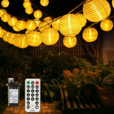 #ad LED Lantern String Lights Outdoor Plug in 40Ft Connectable Warm White amp; White... $40.87