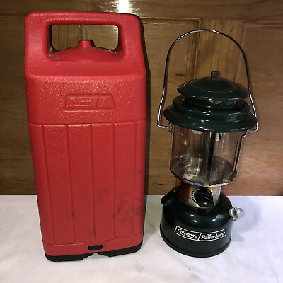 #ad Vintage Green Coleman Lantern The Powerhouse 1986 Model 290 W Red Case $39.92