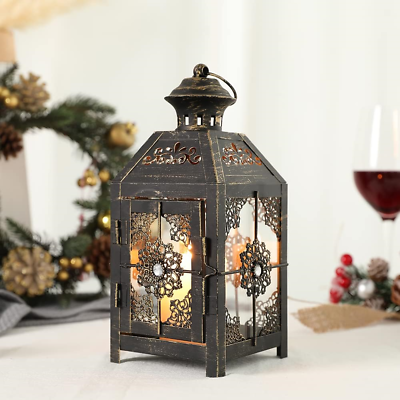 #ad JHY DESIGN Decorative Lantern 9.5quot; High Metal Candle Lantern Vintage Style for $27.42