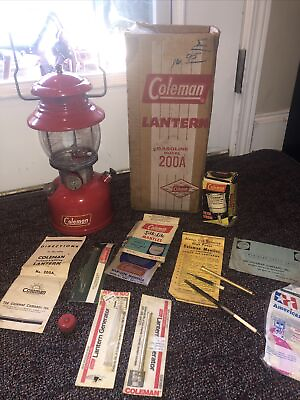 #ad Rare Vintage Coleman 200a RED lantern w original box dated 3 59 VERY NICE $295.00