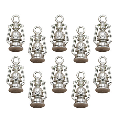 #ad 10 Vintage Oil Lantern Charms for Jewelry Making $9.25