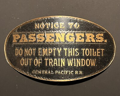 #ad #ad Vintage Notice To Passengers Central Pacific Railroad Do Not Empty Toilet Train $39.99