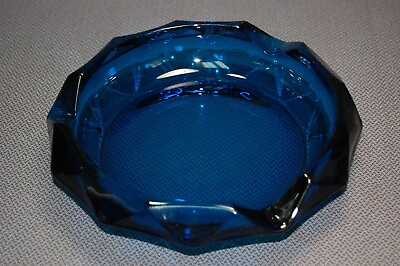 #ad Viking Glass Cobalt Blue Diamond Point Ashtray $40.00