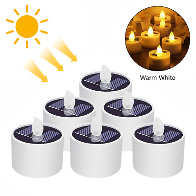 #ad Solar LED Candle Light Flameless Tea Light Waterproof Outdoor Decor Lamp $6.97