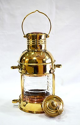 #ad Lantern Marine Anchor 10quot; Decortive Oil Lamp Nautical Ship Lantern Brass Finish $56.50