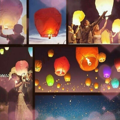 #ad 10PC Degradable Lanterns Paper Wish Lamp Candle Wedding Party Holiday Gift $16.87