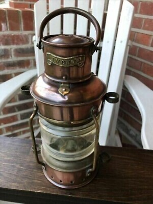 #ad Oil Lamp Brass amp; Copper Anchor Maritime Ship Lantern Boat Light Lamp. $110.49