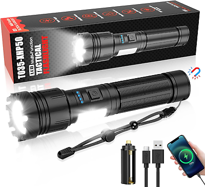 #ad LED Magnetic Flashlight High Lumens Rechargeable 10000 Lumens Super Bright Smal $37.60