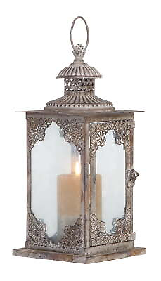 #ad Gray Metal Decorative Candle Lantern with Handle $25.02