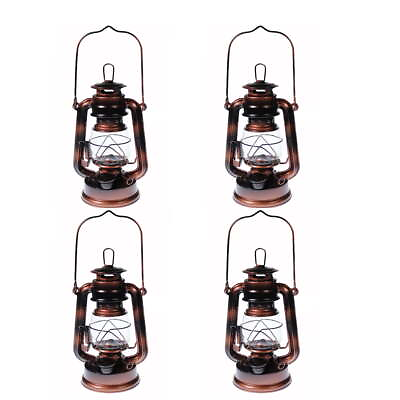 #ad Lot of 4 Hurricane Kerosene Oil Lantern Emergency Hanging Light Lamp Brass $24.37