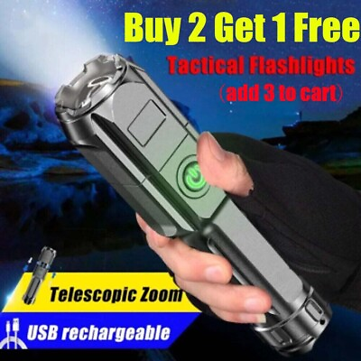 #ad Rechargeable 990000LM LED Flashlight Tactical Police Super Bright Torch Zoomable $7.99