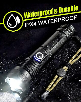 #ad 2PACK LED Flashlight Super Bright Tactical Police Torch USB Rechargeable Lamp $15.99
