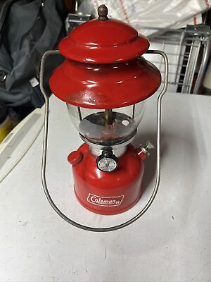 #ad Coleman 200a Red Lantern Single Mantle New Pump 5 77 Works Great ❤️Pyrex Globe $125.00