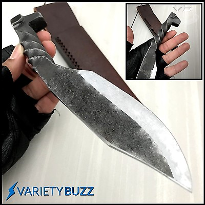 #ad Hand Forged Railroad Spike Fixed Blade Hunting Knife Carbon Steel Leather Case $31.95