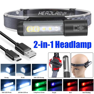 #ad 2 In 1 Zoom 6x LED Flashlight Headlamp 9 Modes Torch Work Lights Magnetic Torch $14.79