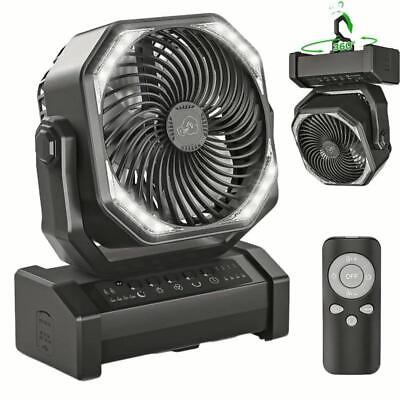 #ad Camping Fan with LED Lantern Lights Auto Oscillating Battery Powered Desk Fan $46.99