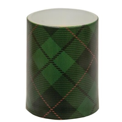 #ad NEW PLAID Pillar Candle BLACK GREEN TIMER LED 4quot; T x 3quot; W Farmhouse Rustic Cabin $10.14
