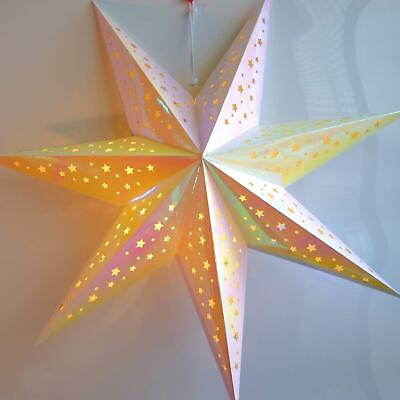 #ad Iridescent Paper Star Lantern Decoration Magic 7 Point Lighted Star Perfe... $30.71