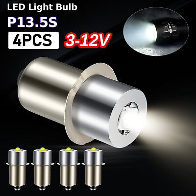#ad 4Pcs P13.5S LED Flashlight Bulbs Upgrade Work Light D C Cell 6000K Bright 3 12V $11.48