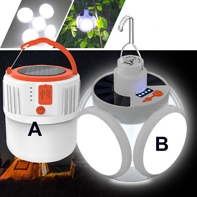 #ad Solar Camping LED Lamp USB Rechargeable Tent Light Outdoor Hiking Light Lantern $7.99