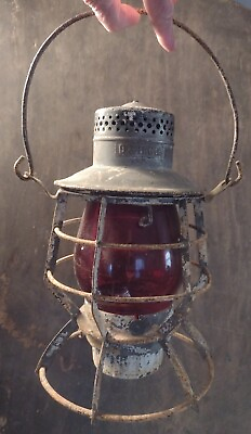 #ad #ad Antique Dressel Manufacturing Corp. Damp;H Red Glass Chimney Railroad Lantern $176.00