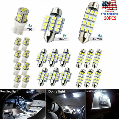 #ad #ad 20pcs LED Interior Lights Bulbs Kit Car Trunk Dome License Plate Lamps 6000K $6.99