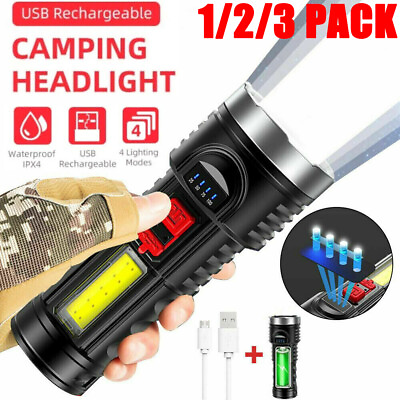 #ad Super Bright LED FLASHLIGHT Battery 4 Modes US amp; Torch Tactical USB Rechargeable $6.98