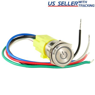 #ad 16mm 12V LED ON OFF Push Button Power Switch Latching with Wire Socket Harness $8.19