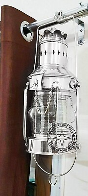 #ad Nickel Brass Designer Lantern Glass Table Oil Lamp Home Decoration 11 inch fe $61.75