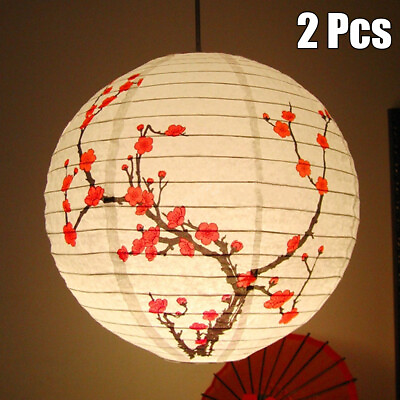#ad 2pcs Chinese Paper Lantern Party Decoration Assorted Floral Paper Lantern Light $13.56