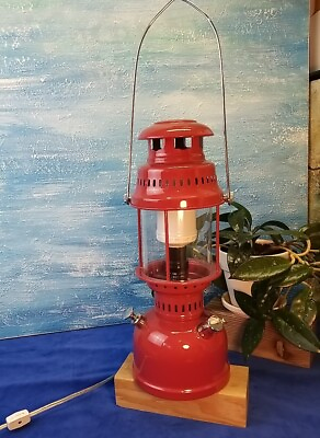 #ad ELECTRIC FAUX KEROSENE LANTERN HANGING TABLE LAMP WITH REAL FLAME LIGHT 16quot; TALL $59.95