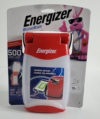 #ad ENERGIZER Light Weather Ready 500 Lumens Folding Lantern Charges Devices Battery $28.59
