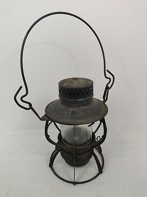 #ad Dressel Arlington Metal Railroad Lantern w Glass USA NJ Vintage Black $104.99