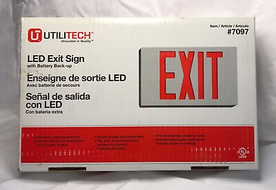 #ad Utilitech LED Exit Sign Red #7097 Battery Back Up New in Box $14.95