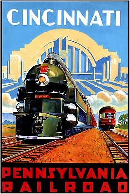 #ad #ad Cincinnati Pennsylvania Railroad Travel Poster Retro Posters Vintage Print $10.99
