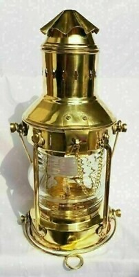 #ad Nautical Brass Oil Maritime Ship Lantern Anchor Boat Light Lamp Designer Gift $70.00