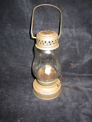 #ad Antique Tin Skater#x27;s Lantern Kerosene Oil Lamp Glass Globe Perkins $59.95