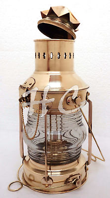 #ad Vintage Brass Oil Lamp Maritime Ship Lantern Anchor Boat Light Nautical Lamps $54.61