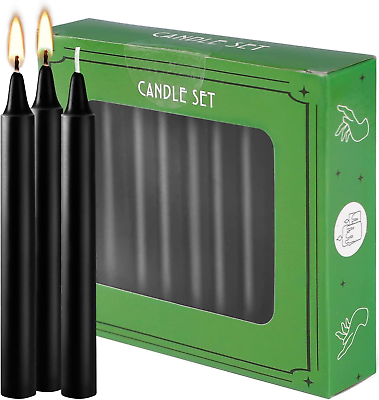 #ad Unscented Dripless 4 Inch Taper Candle Black 20 Pcs Set Smokeless Chime Candl $13.39